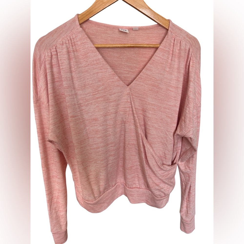 GAP Pink V-Neck Draped Side Long-Sleeve Top